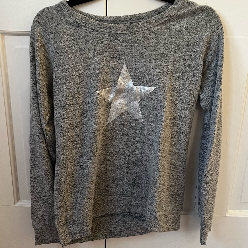 Gray sweatshirt with silver star